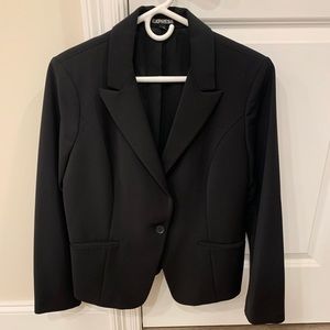 Express Black Fitted Lined Suit Jacket/Blazer